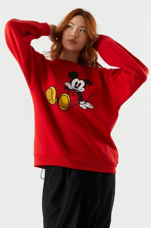 Mickey Mouse Heart Graphic Fleece Sweatshirt sold by Charlotte Russe