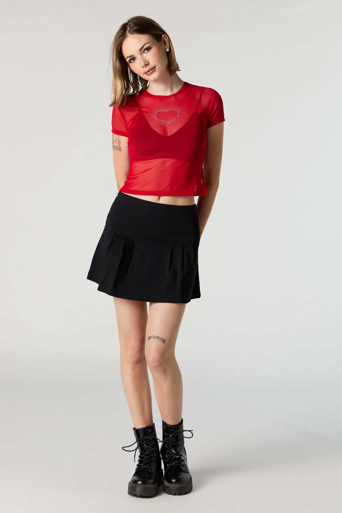 Mesh Rhinestone Graphic Cropped T-Shirt sold by Charlotte Russe product image thumbnail 3