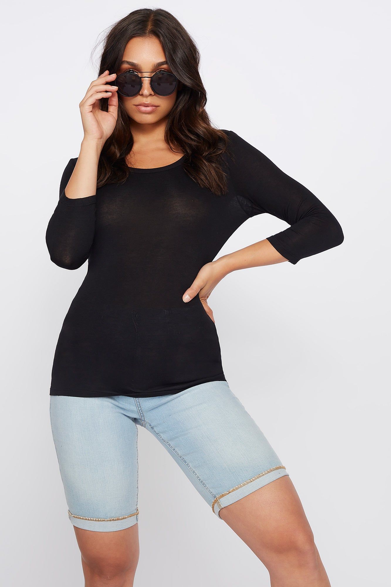 Basic Crew Neck Long Sleeve Shirt sold by Charlotte Russe product image thumbnail 5