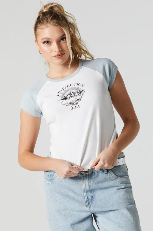 Angel Numbers Graphic Raglan T-Shirt sold by Charlotte Russe