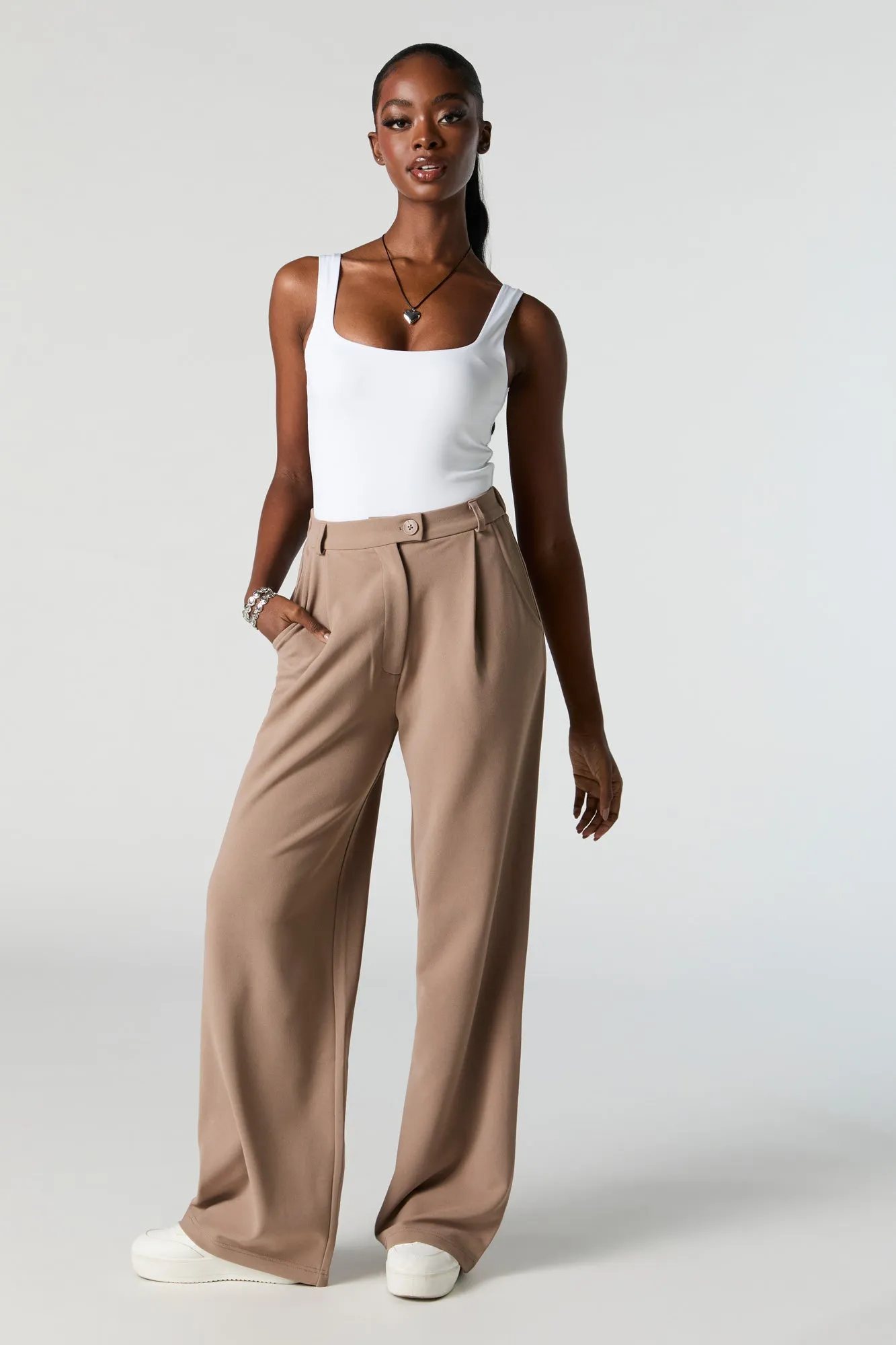 Crepe Straight Leg Dress Pant sold by Charlotte Russe