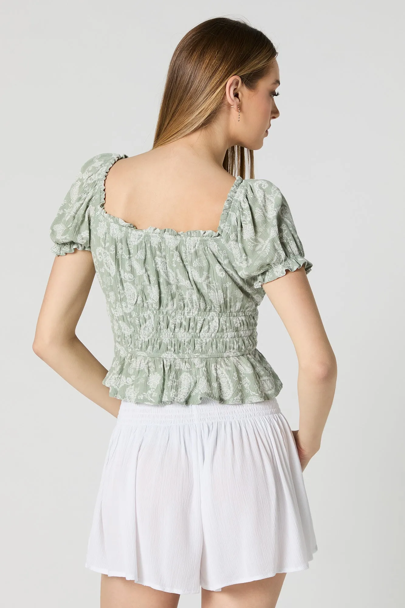 Printed Short Sleeve Milkmaid Top sold by Charlotte Russe product image thumbnail 2