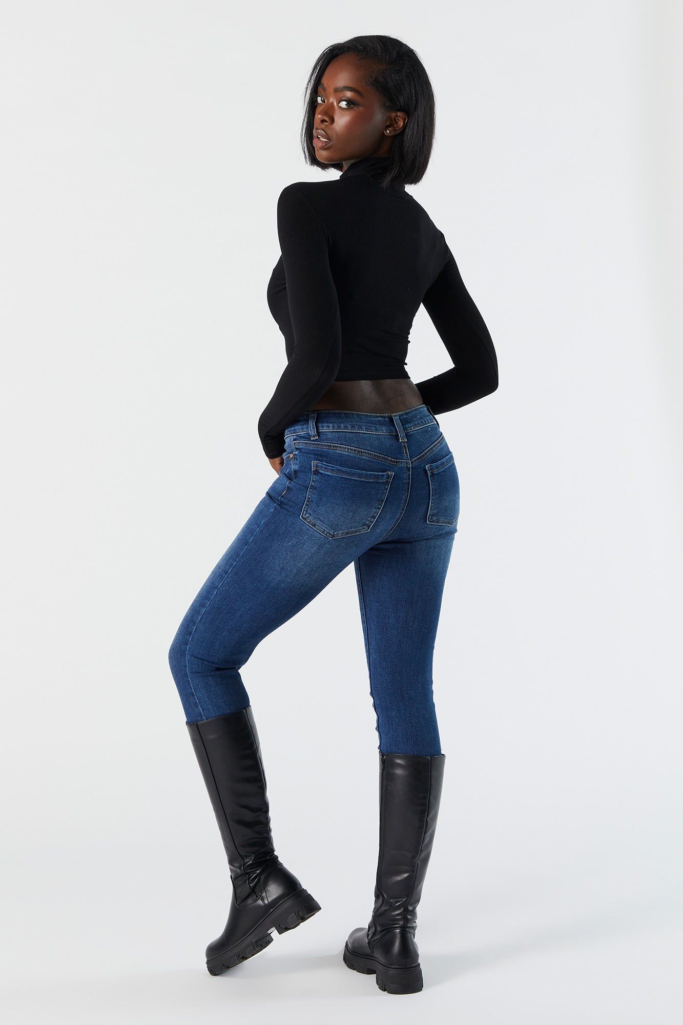 Miami Low Rise Dark Wash Skinny Jean sold by Charlotte Russe product image thumbnail 3