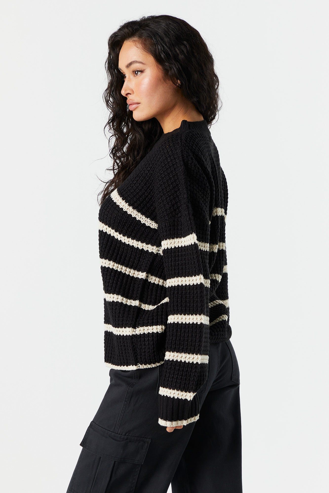 Oversized Striped Chunky Sweater sold by Charlotte Russe product image thumbnail 2