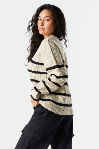 Oversized Striped Chunky Sweater sold by Charlotte Russe