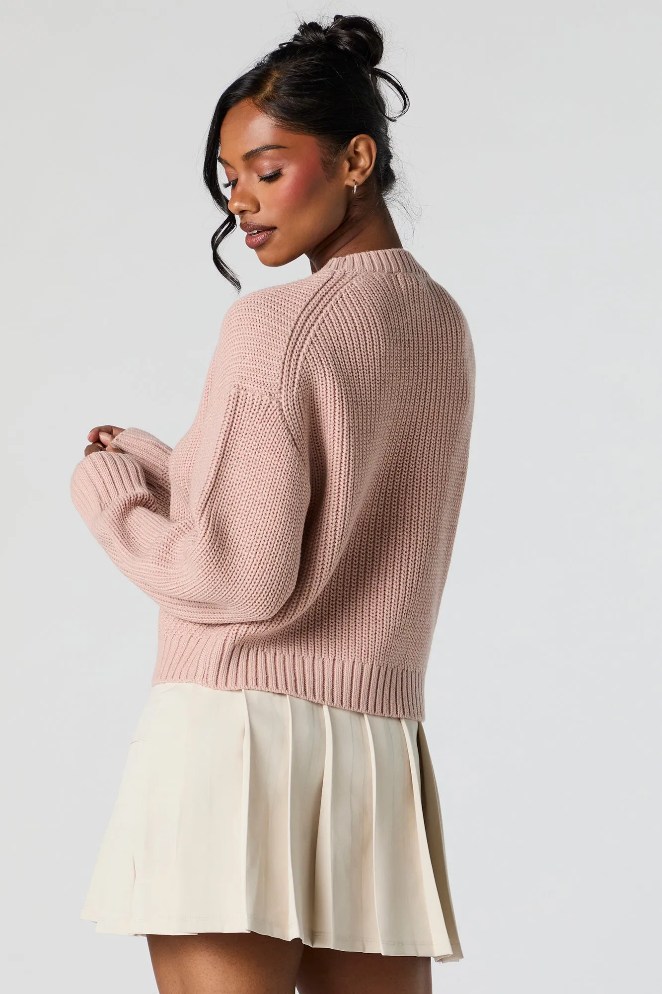 Solid Ribbed Knit Crewneck Skimmer Sweater sold by Charlotte Russe product image thumbnail 2