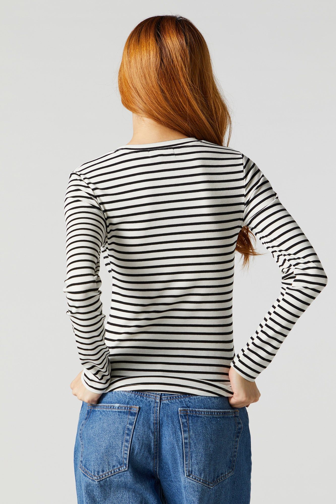 Basic Striped Ribbed Long Sleeve Top sold by Charlotte Russe product image thumbnail 2