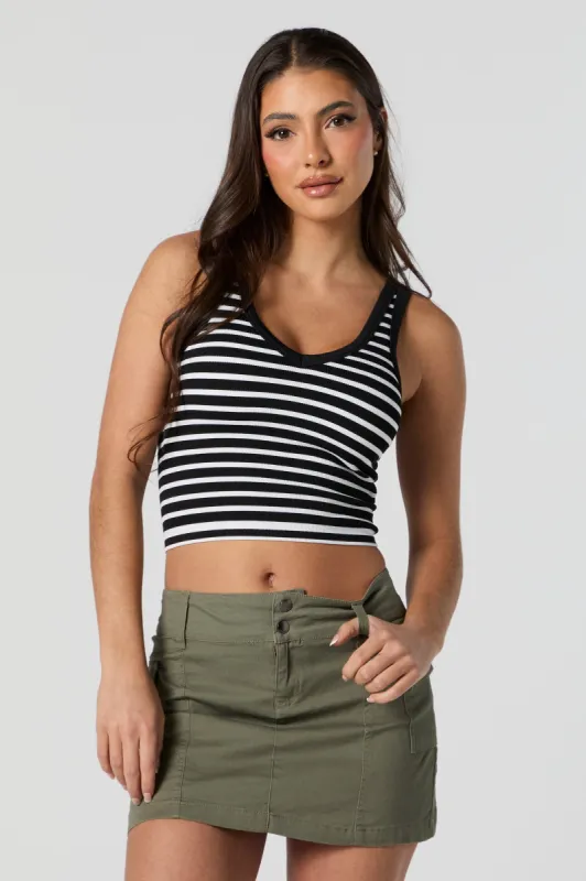 Striped Seamless Ribbed V-Neck Skimmer Tank sold by Charlotte Russe