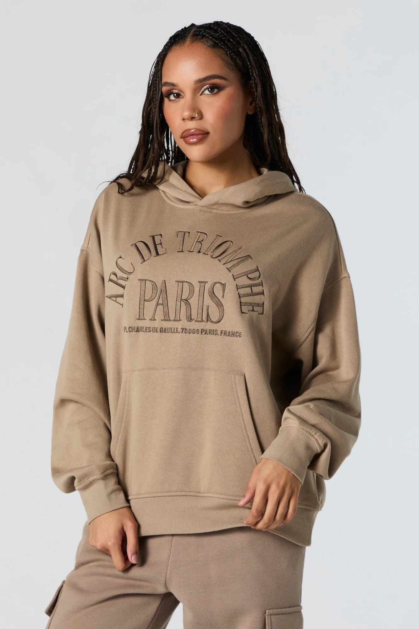 Embroidered Fleece Hoodie sold by Charlotte Russe
