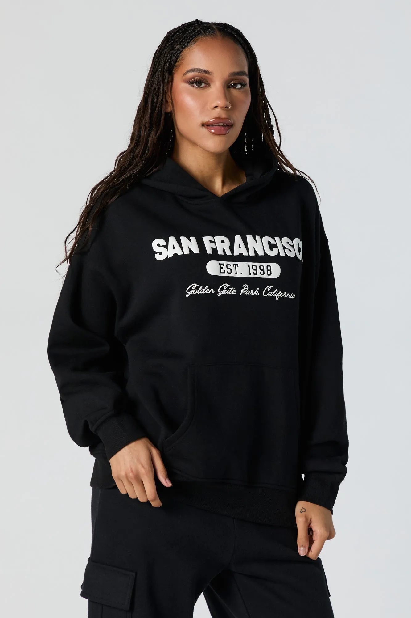 Embroidered Fleece Hoodie sold by Charlotte Russe product image thumbnail 4