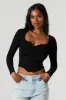 Ribbed Corset Long Sleeve Top sold by Charlotte Russe