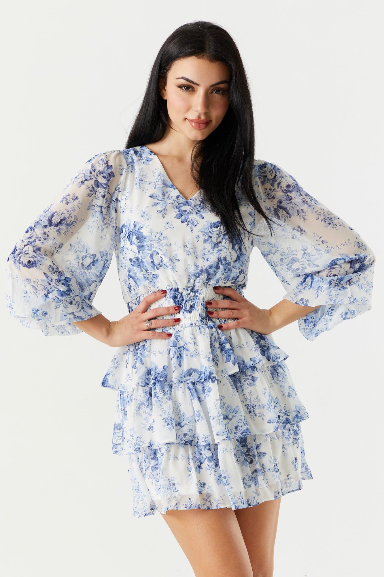 Chiffon Floral Tiered Mini Dress sold by Charlotte Russe