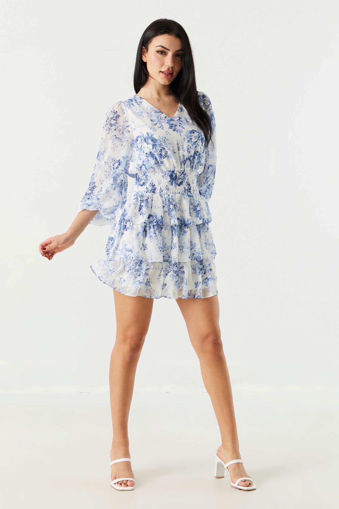 Chiffon Floral Tiered Mini Dress sold by Charlotte Russe product image thumbnail 3