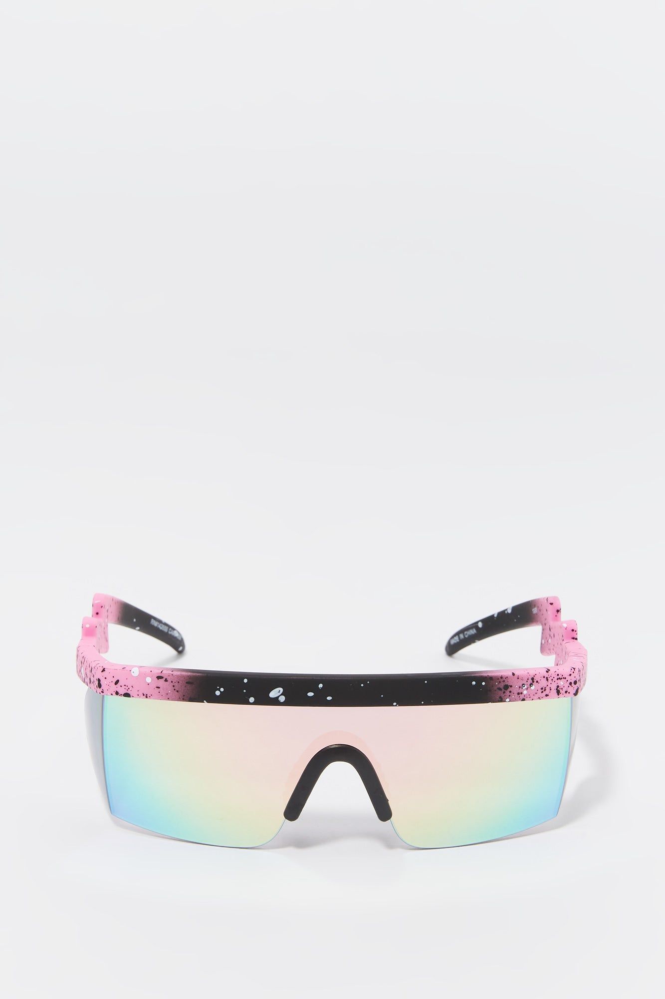 Paint Splatter Sporty Shield Sunglasses sold by Charlotte Russe