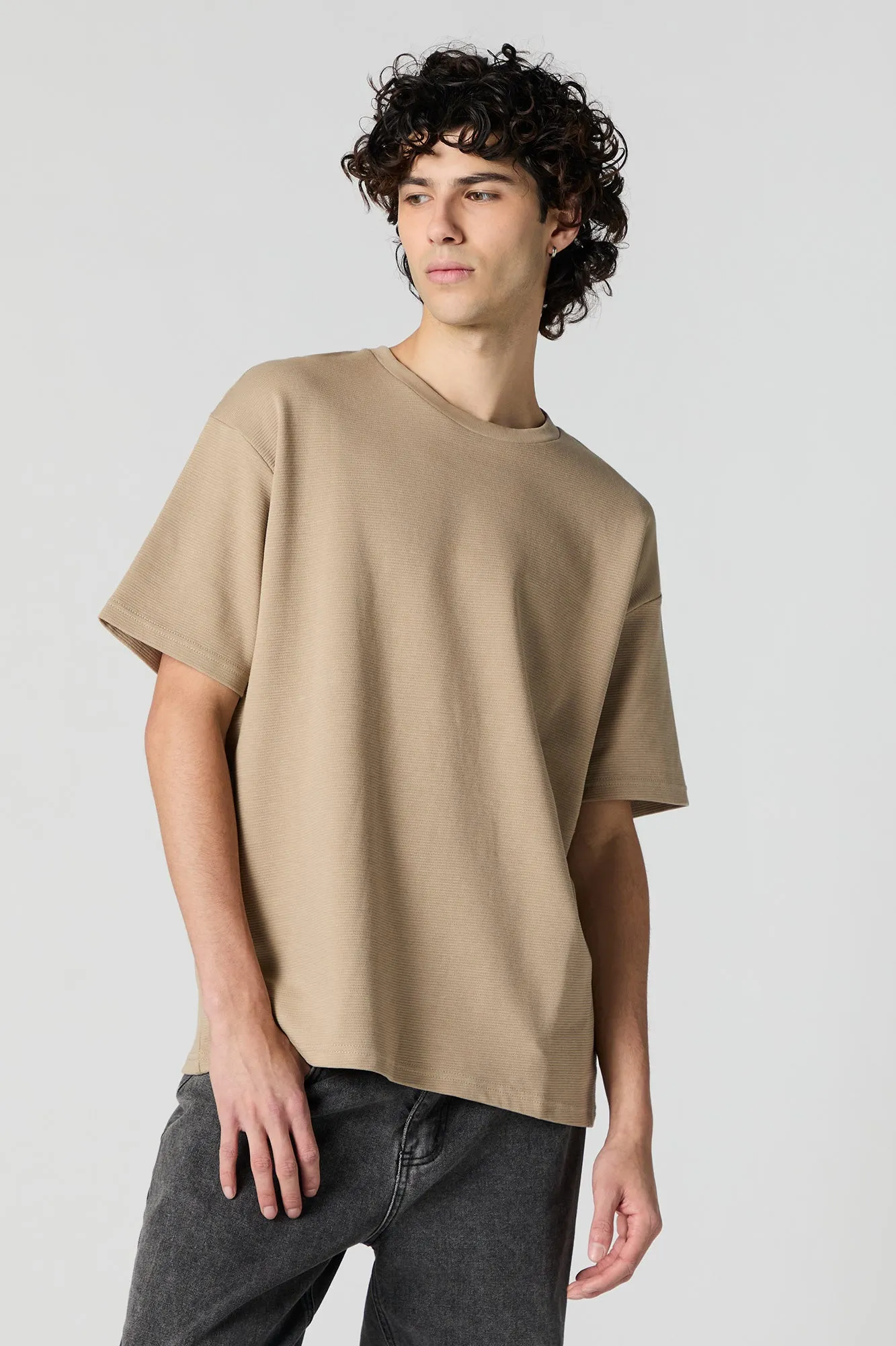 Textured Crewneck T-Shirt sold by Charlotte Russe