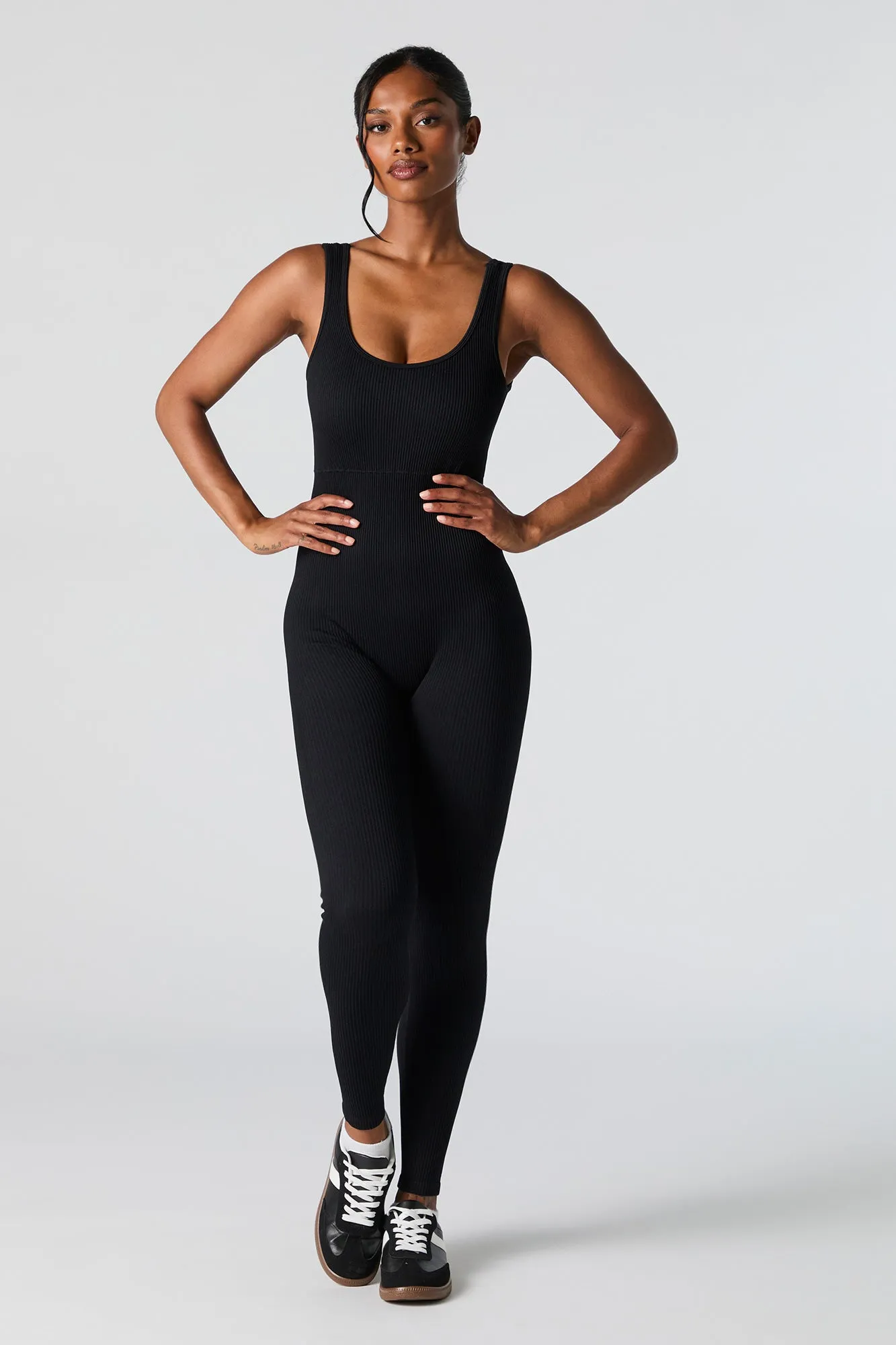 Active Seamless Ribbed Sleeveless Jumpsuit sold by Charlotte Russe product image thumbnail 5
