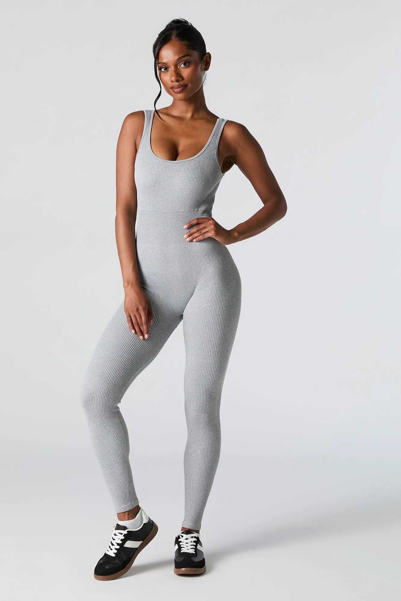 Active Seamless Ribbed Sleeveless Jumpsuit sold by Charlotte Russe