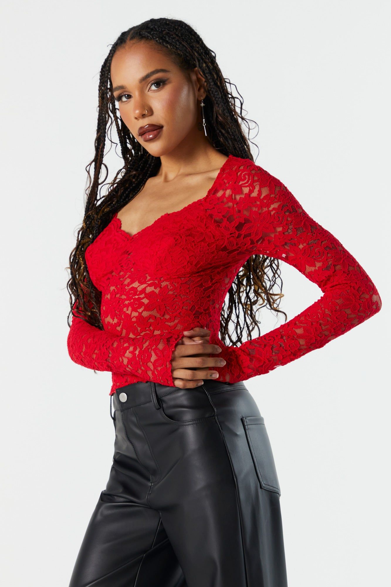 Floral Lace Bustier Long Sleeve Top sold by Charlotte Russe product image thumbnail 2