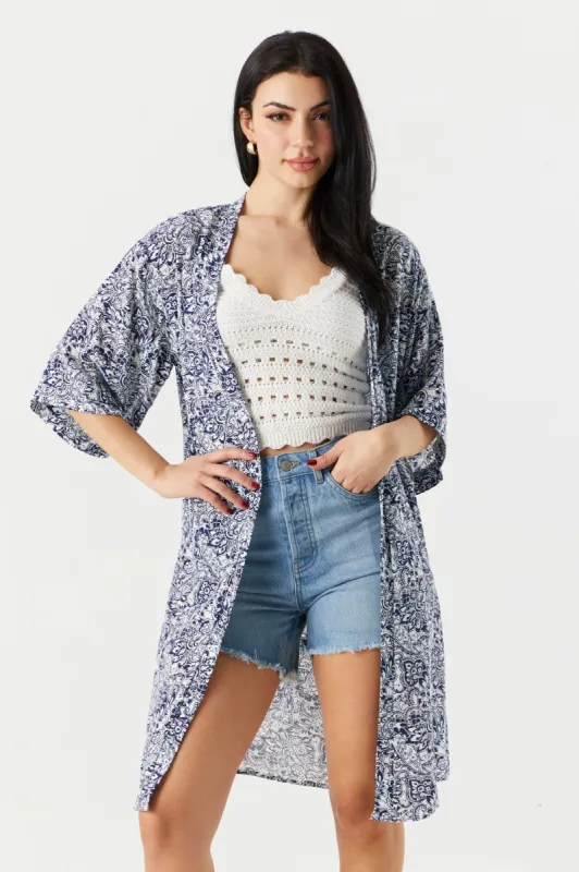 Paisley Print Kimono Cardigan sold by Charlotte Russe