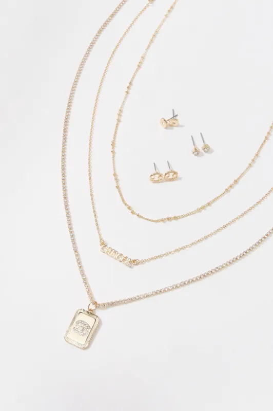 Cancer Zodiac Necklace And Earrings Set (6 Pack) sold by Charlotte Russe