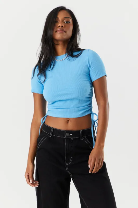 Ribbed Side Cinched Skimmer Top sold by Charlotte Russe