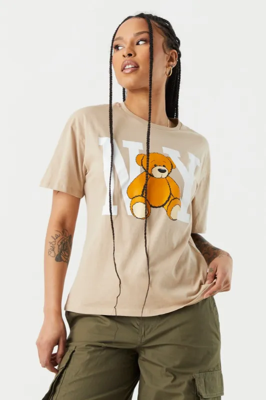 NY Teddy Graphic Boyfriend T-Shirt sold by Charlotte Russe