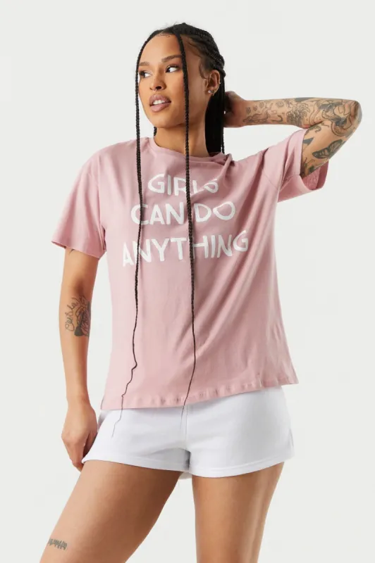 Girls Can Do Anything Graphic Boyfriend T-Shirt sold by Charlotte Russe