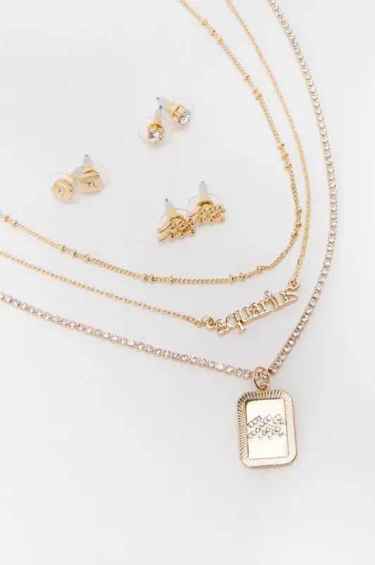 Aquarius Zodiac Necklace And Earrings Set (6 Pack) sold by Charlotte Russe