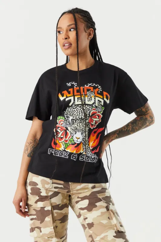 Cheetah World Tour Graphic Boyfriend T-Shirt sold by Charlotte Russe