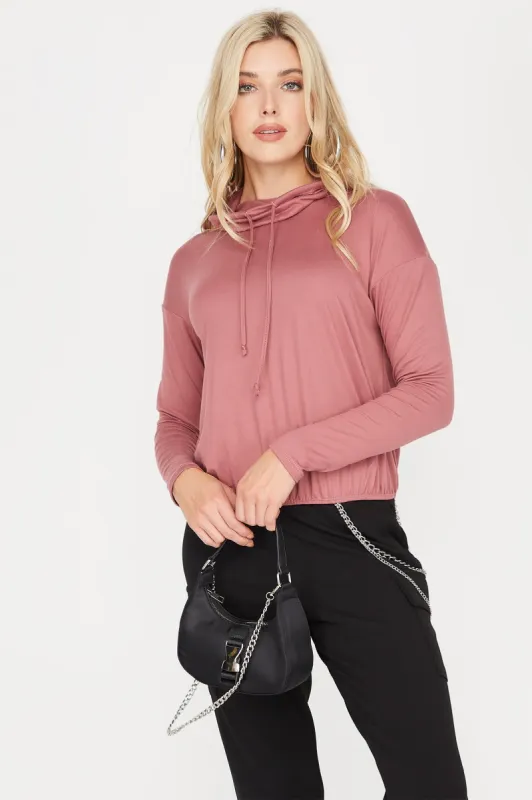 Soft Relaxed Funnel Neck Long Sleeve Top sold by Charlotte Russe
