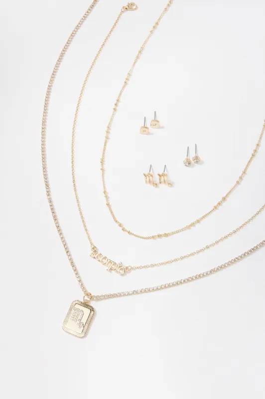 Scorpio Zodiac Necklace And Earrings Set (6 Pack) sold by Charlotte Russe