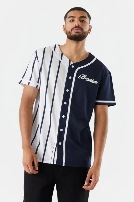 Brooklyn Button-Up Front Baseball Jersey sold by Charlotte Russe