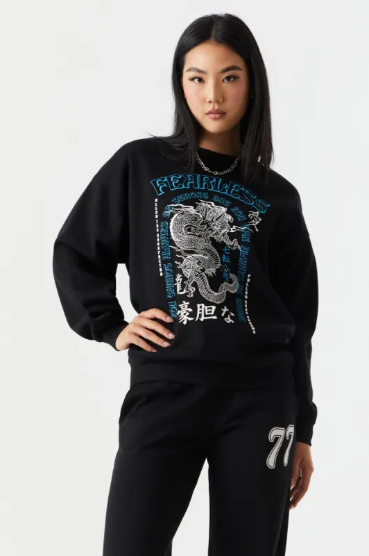 Fearless Graphic Crew Neck Boyfriend Sweatshirt sold by Charlotte Russe