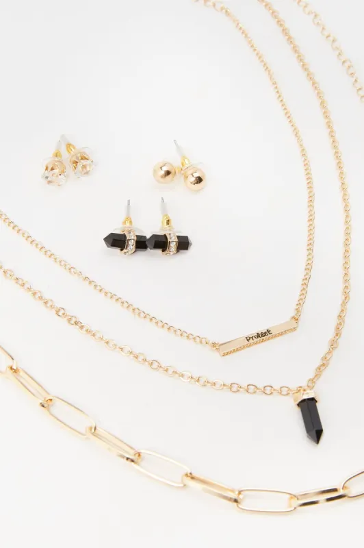 Protect Crystal Necklace And Earring Set (6 Pack) sold by Charlotte Russe