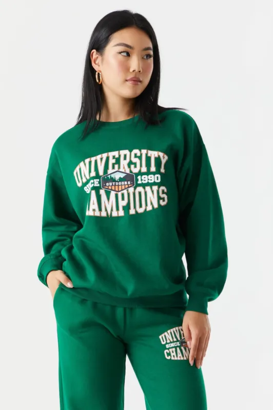 University Champions Graphic Crew Neck Boyfriend Sweatshirt sold by Charlotte Russe