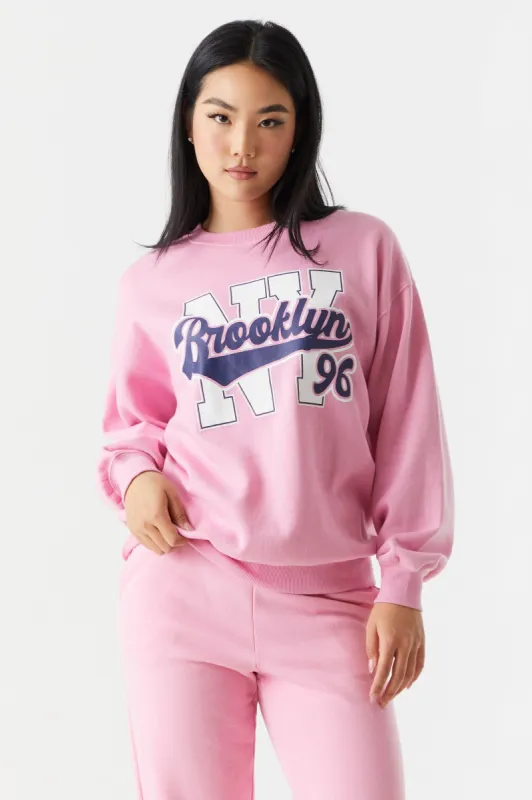 NY Brooklyn Graphic Crew Neck Boyfriend Sweatshirt sold by Charlotte Russe