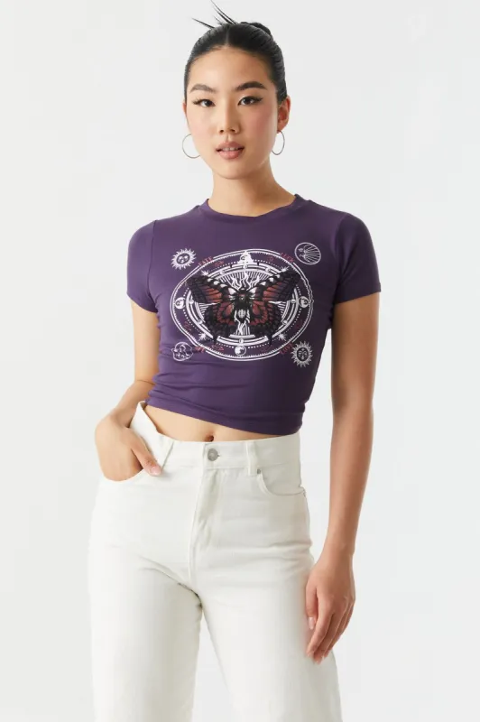 Soft Butterfly Graphic Cropped T-Shirt sold by Charlotte Russe