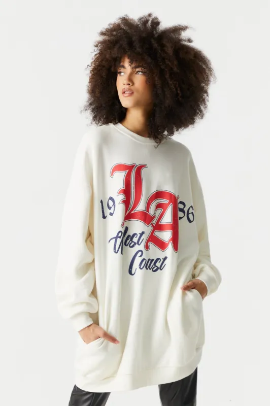 LA Graphic Oversized Varsity Sweatshirt Dress sold by Charlotte Russe