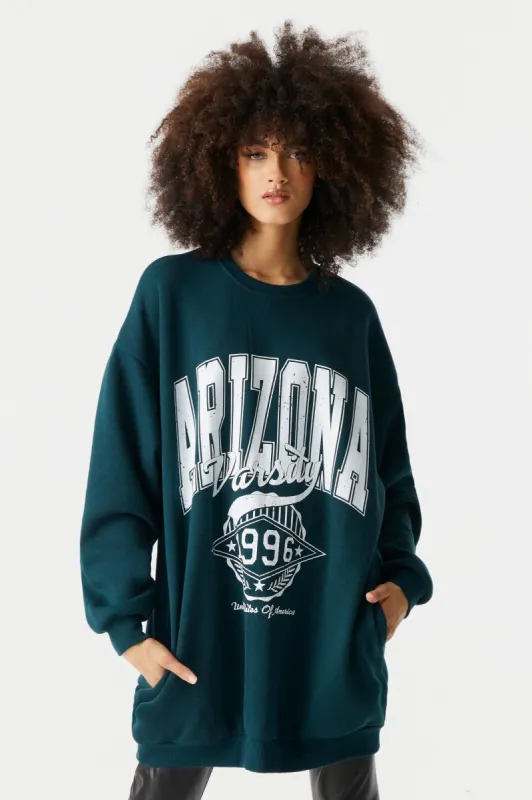Arizona Graphic Oversized Varsity Sweatshirt Dress sold by Charlotte Russe