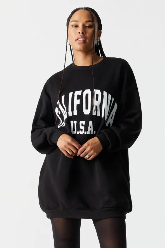 California Graphic Oversized Varsity Sweatshirt Dress sold by Charlotte Russe