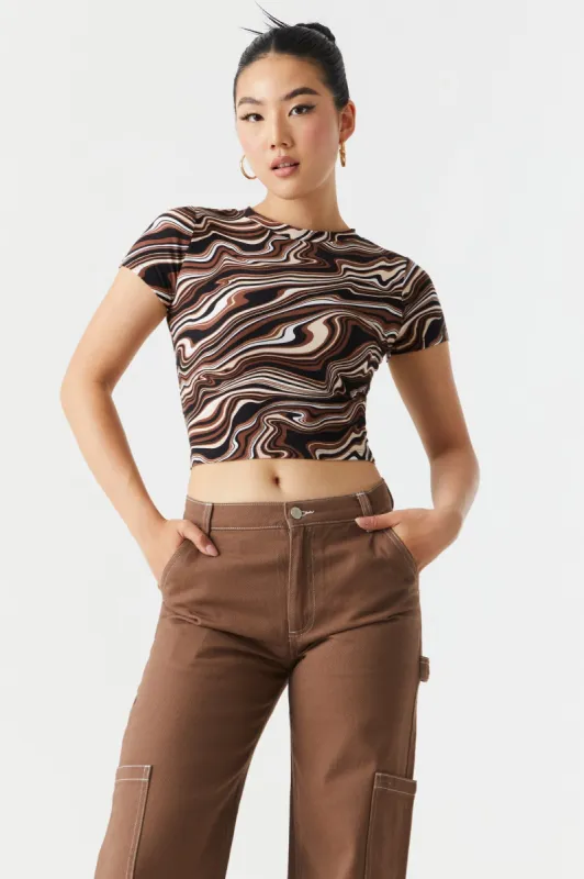 Soft Marble Print Cropped T-Shirt sold by Charlotte Russe