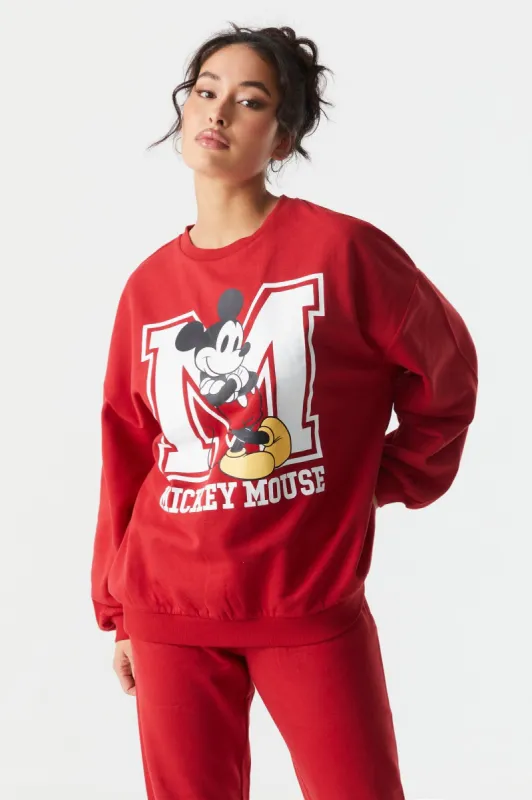 Mickey Mouse Graphic Varsity Fleece Sweatshirt sold by Charlotte Russe