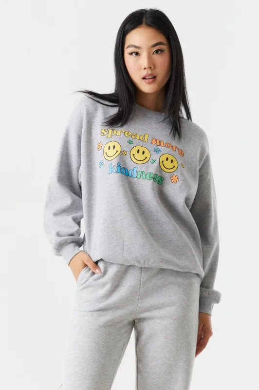 Spread Kindness Graphic Crew Neck Boyfriend Sweatshirt sold by Charlotte Russe