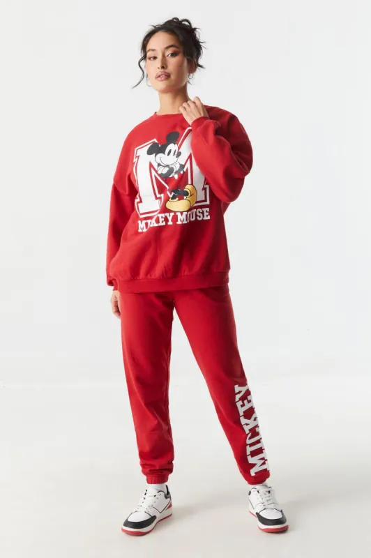Mickey Mouse Graphic Varsity Fleece Jogger sold by Charlotte Russe