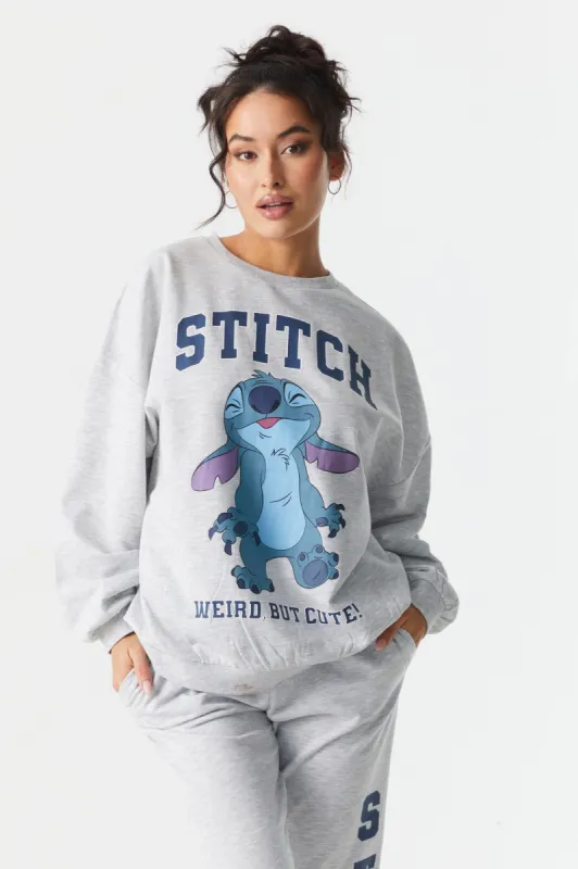 Stitch Graphic Varsity Fleece Sweatshirt sold by Charlotte Russe