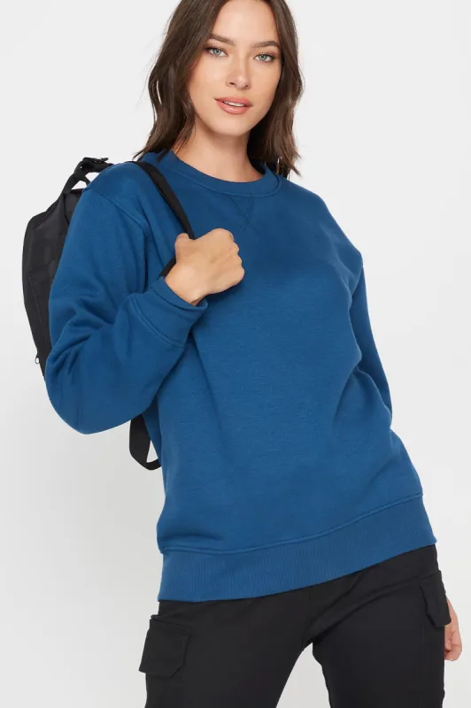 Fleece Boyfriend Crew Neck Sweater sold by Charlotte Russe