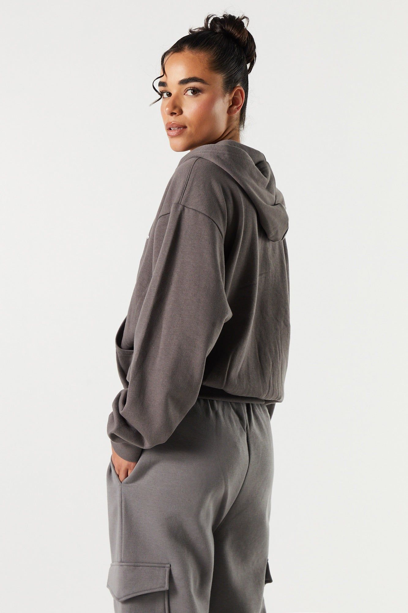 LA Graphic Fleece Zip-Up Hoodie sold by Charlotte Russe product image thumbnail 2