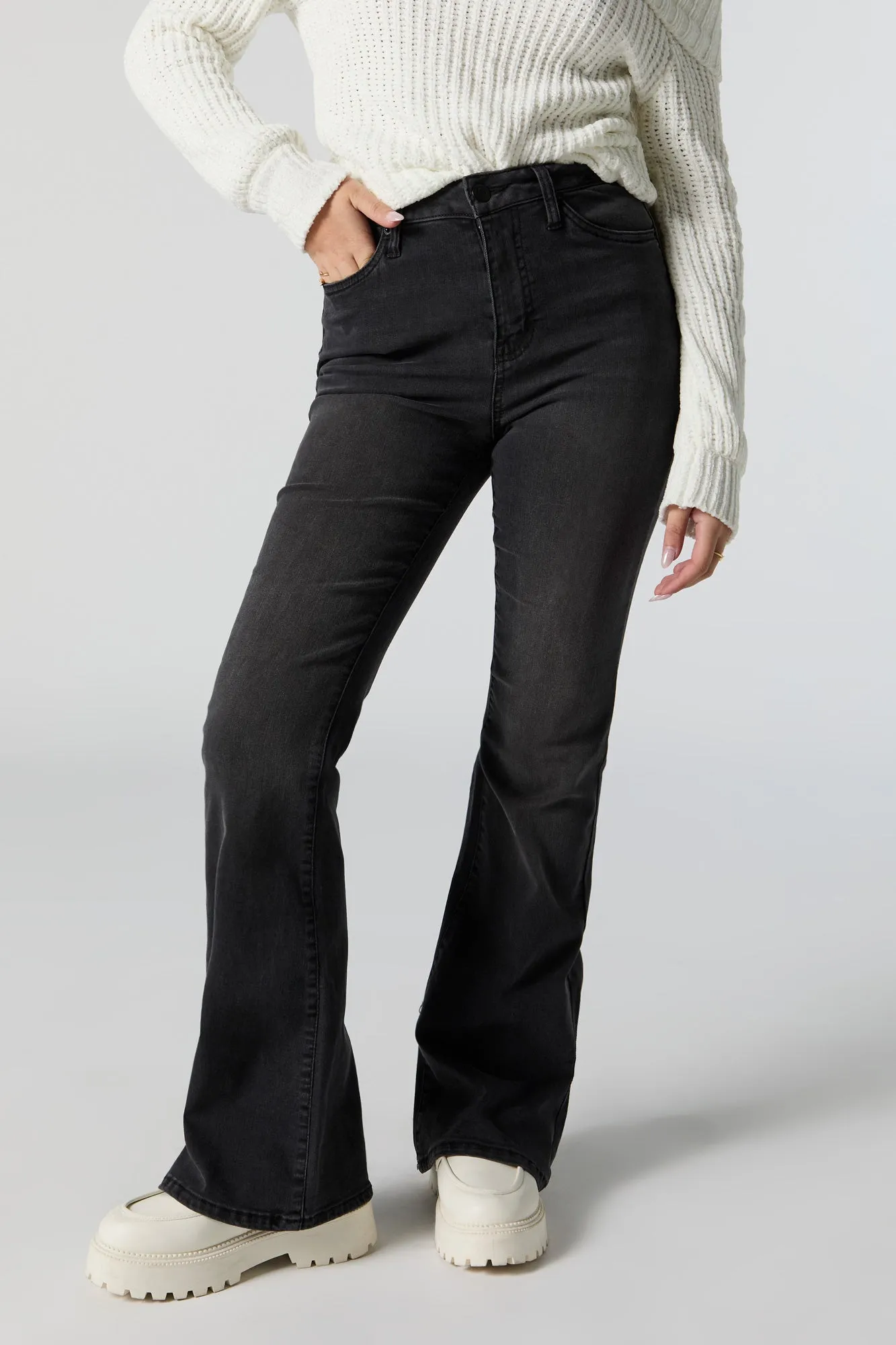 Austin High-Rise Black Wash Flare Jean sold by Charlotte Russe product image thumbnail 2