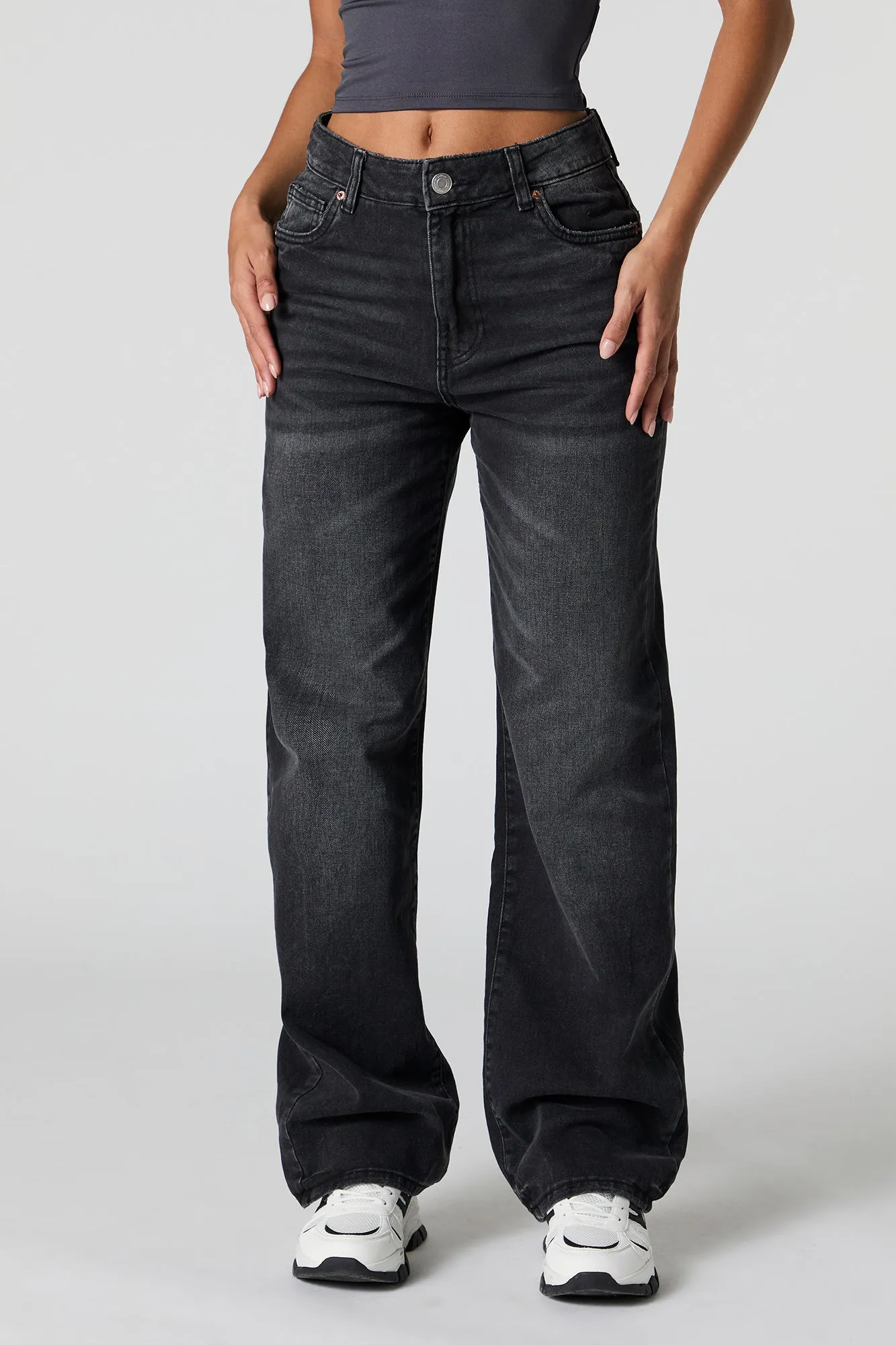 Vintage Black Wash High Rise Wide Leg Jean sold by Charlotte Russe product image thumbnail 2