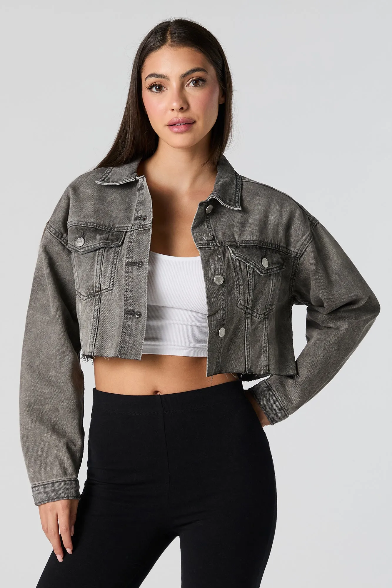Cropped Denim Jacket sold by Charlotte Russe product image thumbnail 4